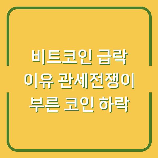 비트코인 급락 이유 관세전쟁이 부른 코인 하락