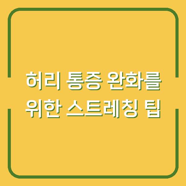 허리 통증 완화를 위한 스트레칭 팁