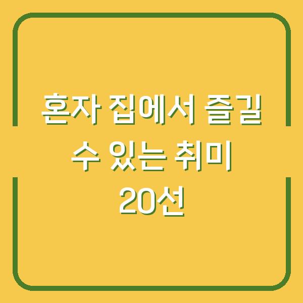 혼자 집에서 즐길 수 있는 취미 20선