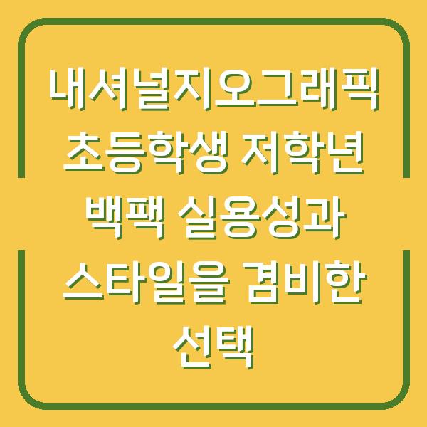 내셔널지오그래픽 초등학생 저학년 백팩 실용성과 스타일을 겸비한 선택