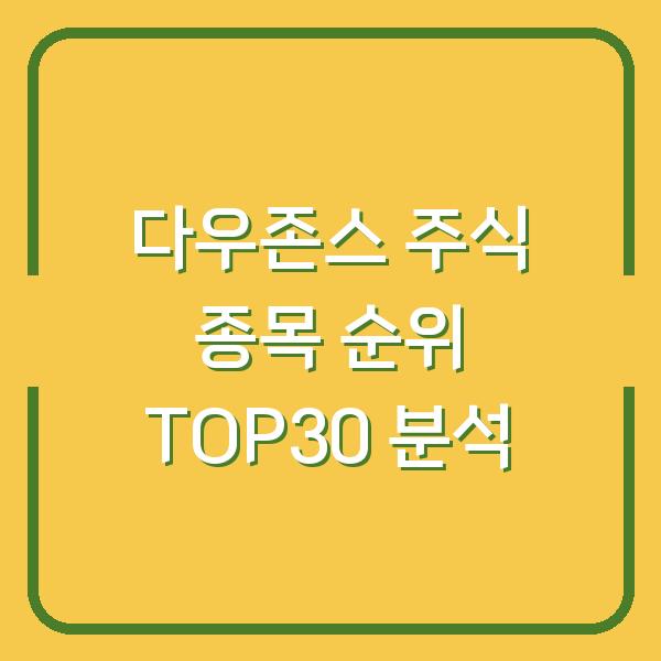 다우존스 주식 종목 순위 TOP30 분석