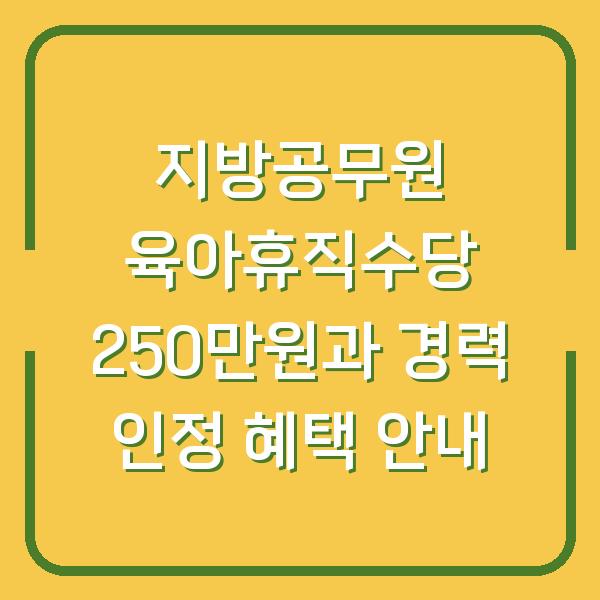 지방공무원 육아휴직수당 250만원과 경력 인정 혜택 안내