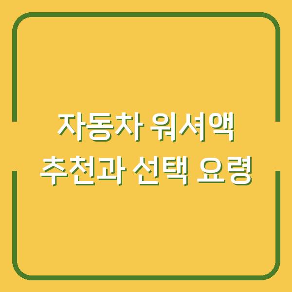자동차 워셔액 추천과 선택 요령