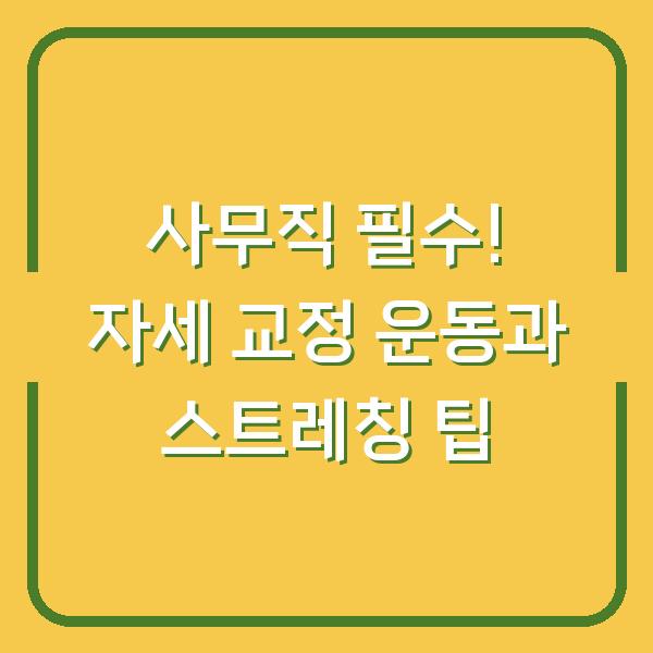 사무직 필수! 자세 교정 운동과 스트레칭 팁