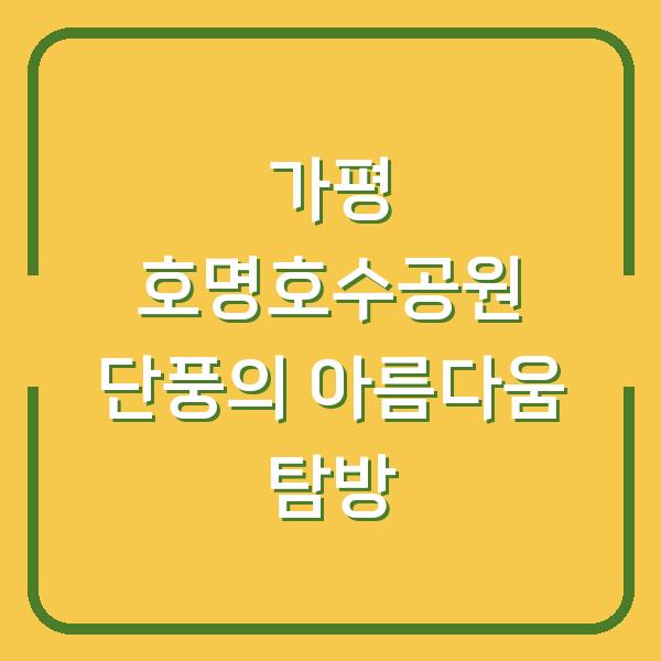 가평 호명호수공원 단풍의 아름다움 탐방