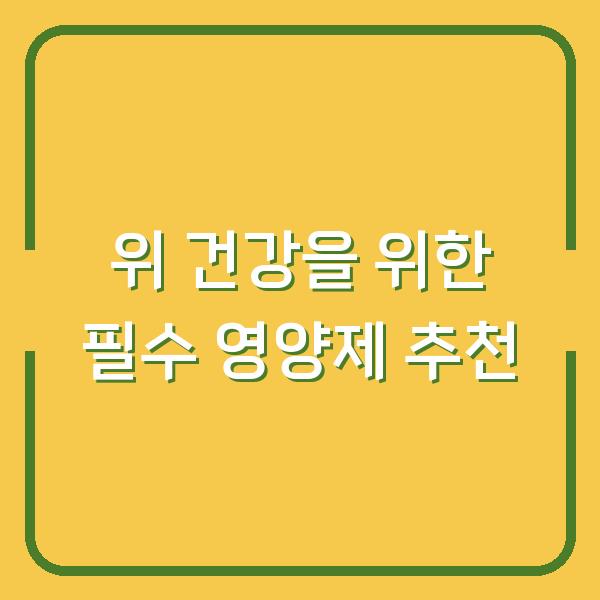 위 건강을 위한 필수 영양제 추천
