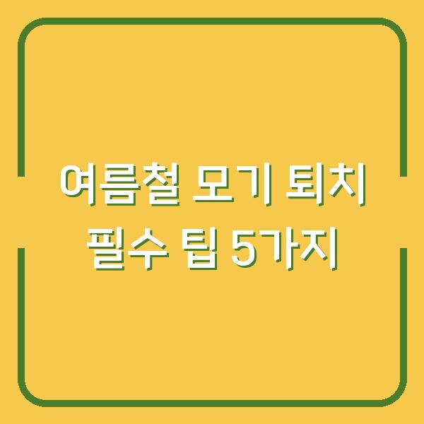 여름철 모기 퇴치 필수 팁 5가지