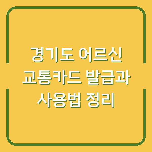 경기도 어르신 교통카드 발급과 사용법 정리
