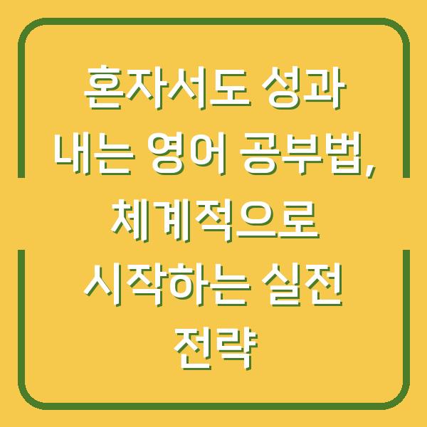 혼자서도 성과 내는 영어 공부법, 체계적으로 시작하는 실전 전략