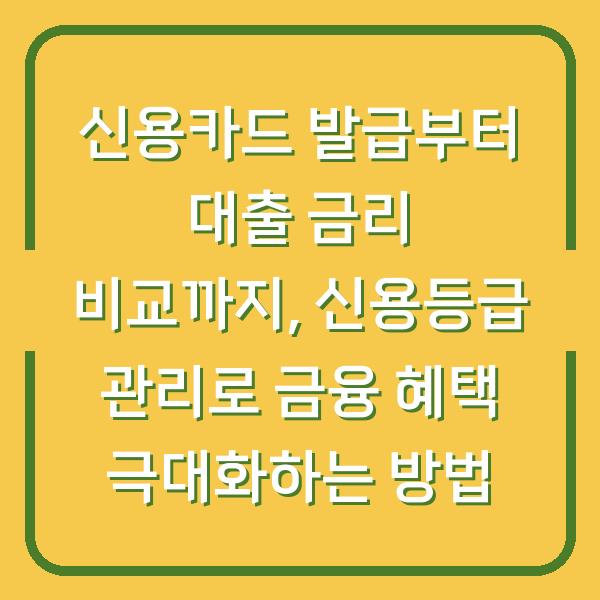 신용카드 발급부터 대출 금리 비교까지, 신용등급 관리로 금융 혜택 극대화하는 방법