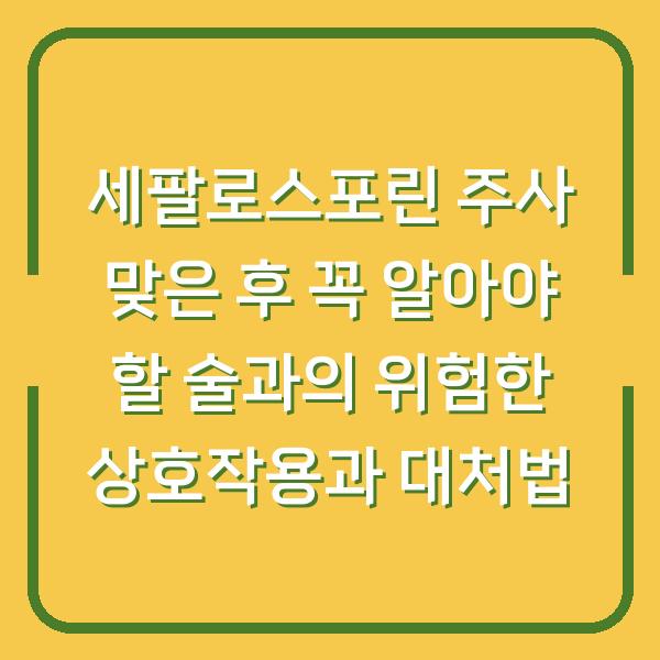 세팔로스포린 주사 맞은 후 꼭 알아야 할 술과의 위험한 상호작용과 대처법