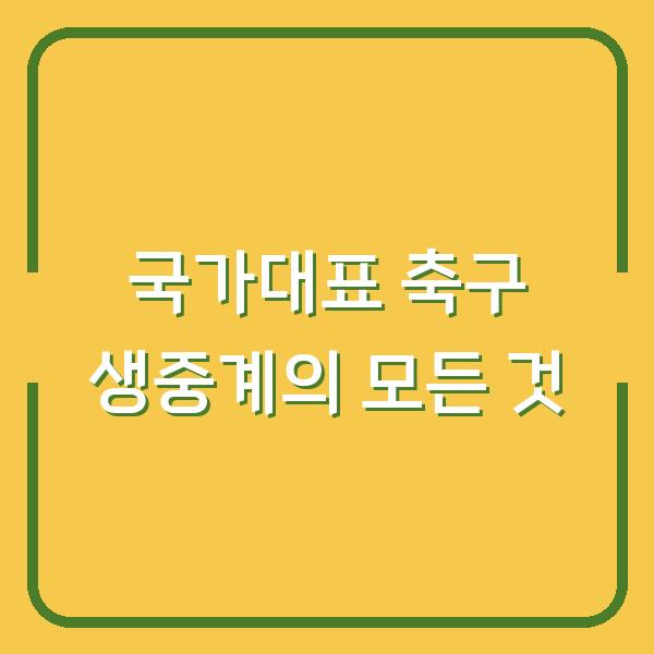 국가대표 축구 생중계의 모든 것