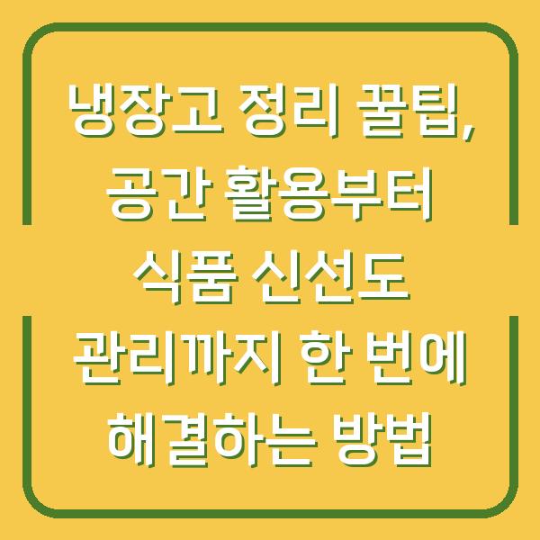 냉장고 정리 꿀팁, 공간 활용부터 식품 신선도 관리까지 한 번에 해결하는 방법