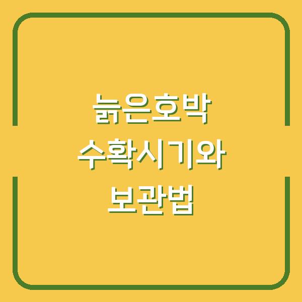 늙은호박 수확시기 놓치면 실패하는 보관법과 보관 장소 선택