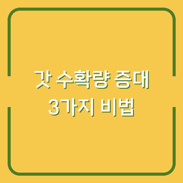 갓 수확시기와 파종시기, 재배 방법 3가지만 바꾸면 수확량이 달라집니다