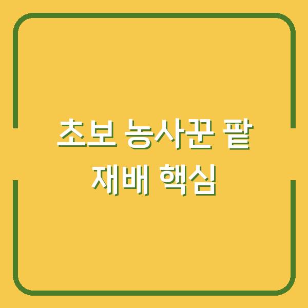 초보 농사꾼도 실패 없는 팥 심는 시기와 수확 시기, 그리고 재배 방법의 핵심
