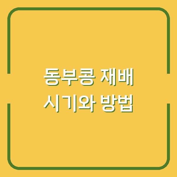 동부콩 심는시기 놓쳤다면? 재배 방법과 수확시기까지 한 번에 해결하는 법