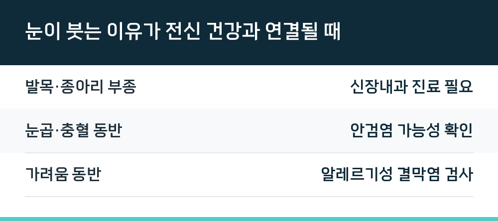 눈이 붓는 이유가 전신 건강과 연결될 때