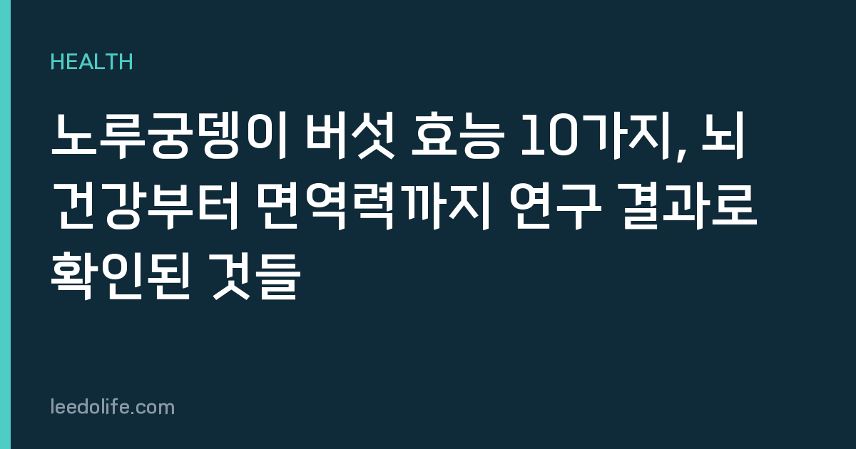 노루궁뎅이 버섯 효능 10가지, 뇌 건강부터 면역력까지 연구 결과로 확인된 것들